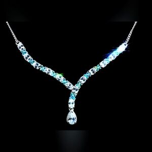 *LUSTRO STELLA* Plat/SS Finest White Zirconia & CZ Swarovoski Necklace